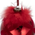 thumbnail image 3 of A&B Home Set of 6 Red Flocked Glass Orb Hanging Ornaments with Feather Accent 3.9" x 3.9" x 3.9", 3 of 7