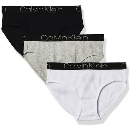 Calvin Klein Girls Underwear Ribbed Cotton Bikini Panties, 3 Pack ...