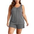 thumbnail image 2 of Ynynloco Womens Plus Size Sleeveless Pajamas Set Casual Loose Sleepwear Soft Pj Sets Tank Top and Shorts 2 Piece Loungewear XL-5XL, 2 of 9