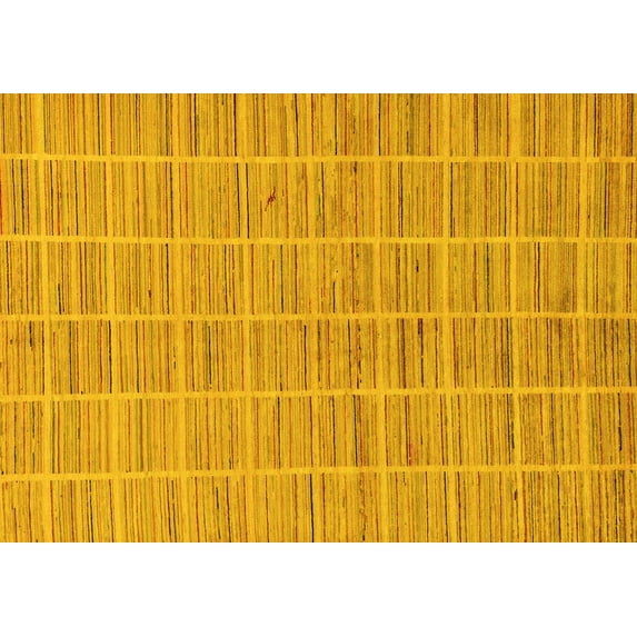 Ahgly Company Machine Washable Indoor Rectangle Checkered Yellow Modern Area Rugs, 8' x 12'