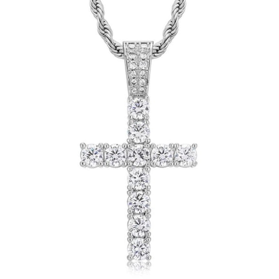 Iced Out Diamond Christion Religious Bling Christ Cross Pendant For Unisex 14K Gold Plated Jesus Cross Unique Crucifix Small Pendant 925 Sterling Silver Handmade Custom Hip Hop Jewelry