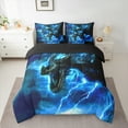 thumbnail image 2 of Manfei Magic Dragon Bedding Comforter Set 7 Pieces, Magical Animal Wildlife Queen Bedding Sets, Blue Lightning Queen Sheet Sets, Microfiber Bedroom Decor, 2 of 8