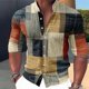 thumbnail image 1 of Camisa de hombre a cuadros/cuadros con gráfico geométrico de cuello alto para exteriores ropa de calle de manga larga moda casual de calle, 1 of 6