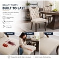 thumbnail image 6 of Dining Chairs Set of 6, Velvet Upholstered Kitchen Chairs with Vintage Copper Nails, Solid Wood Handles & Curved Legs, Mid Century Modern Dining Room Chairs for Home (Beige, Set of 6), 6 of 8