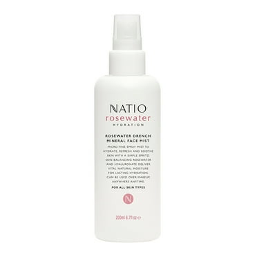 Natio Rosewater Drench Mineral Face Mist, Hydrating Face Mist, 6.7 oz