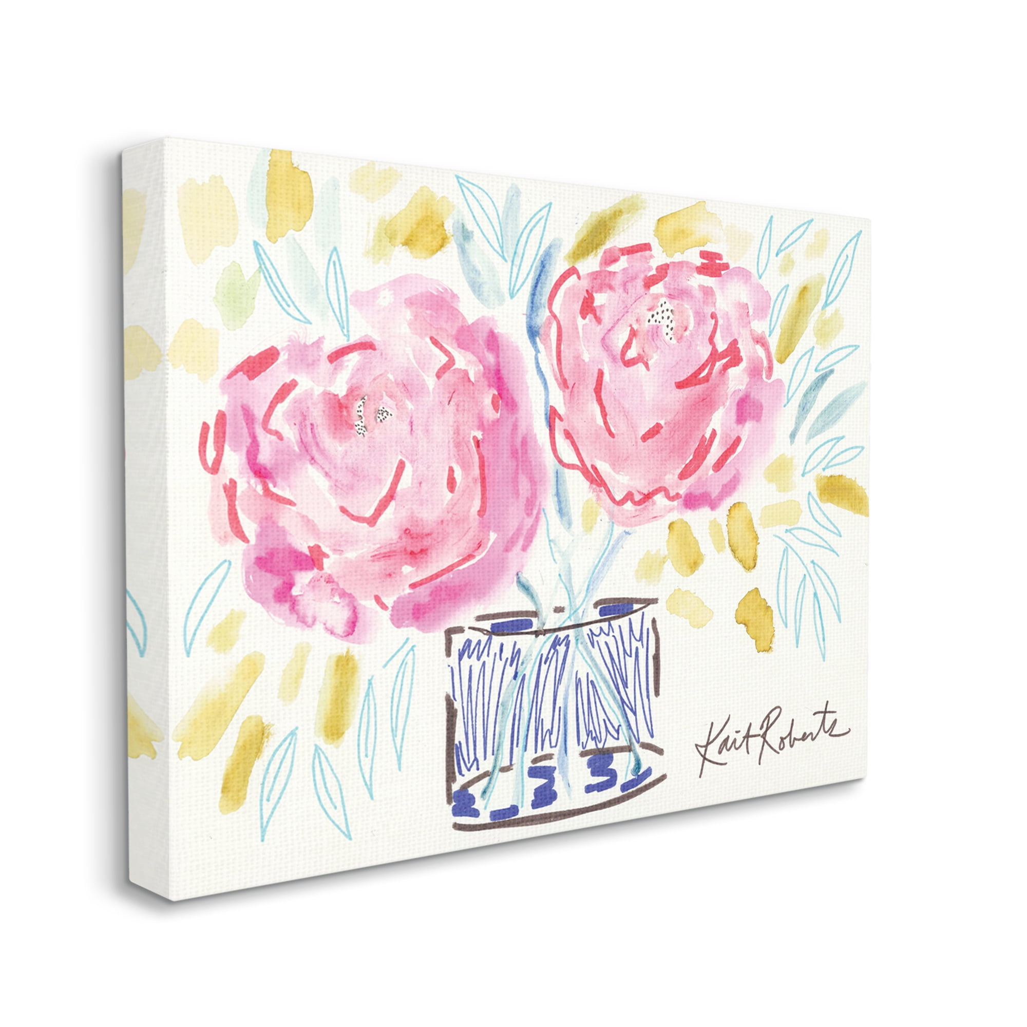 Stupell Industries Spring Pink Carnation Floral Still Life Expressive Flowers,48 x 36, Design by Kait Roberts