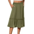 thumbnail image 2 of THDHVS Women's Skirts,Skirts for Women Trendy,Fashion Women's Solid Color Casual High Waist Tiered Skirts with Pockets Army Green XL, 2 of 6