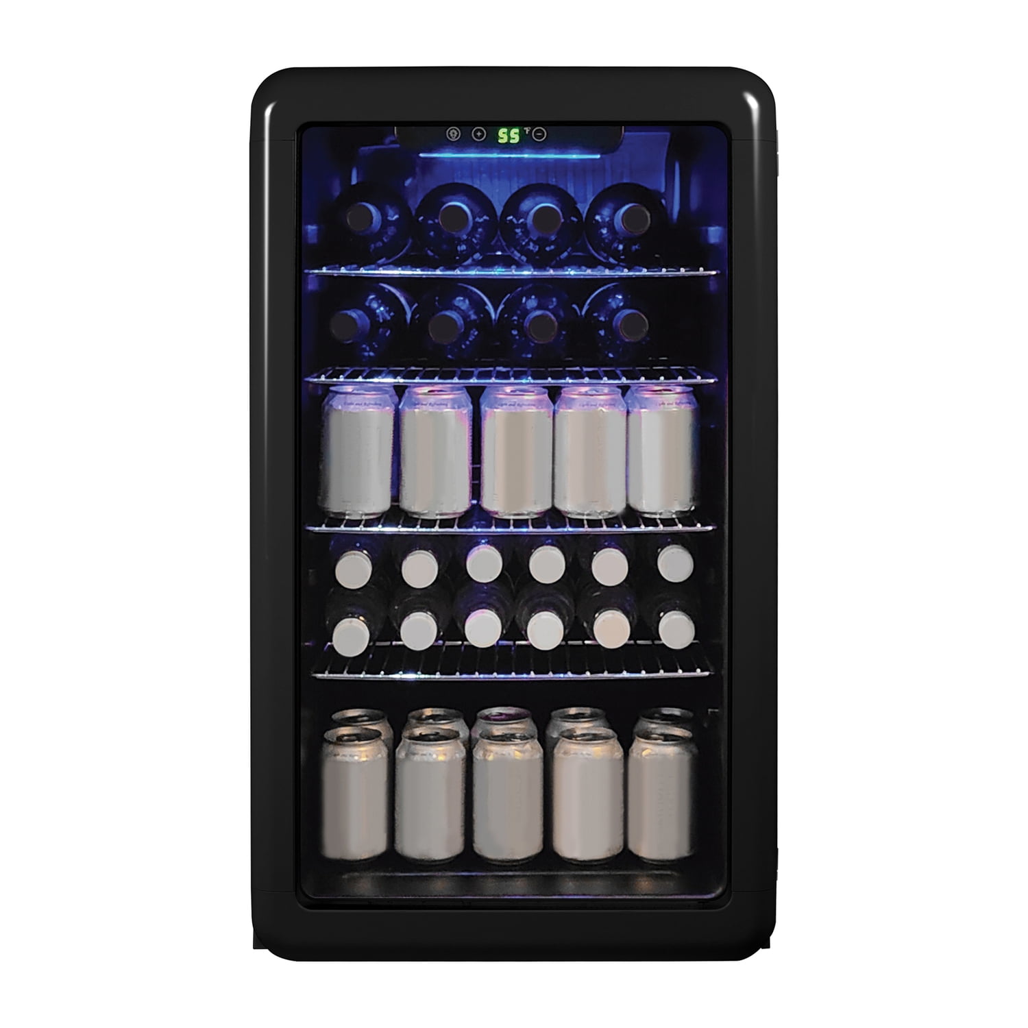 Magic Chef 0.7-cu. ft. 700-Watt Retro Countertop Microwave and 3.4-cu. ft. Retro Beverage Cooler Kit, Black