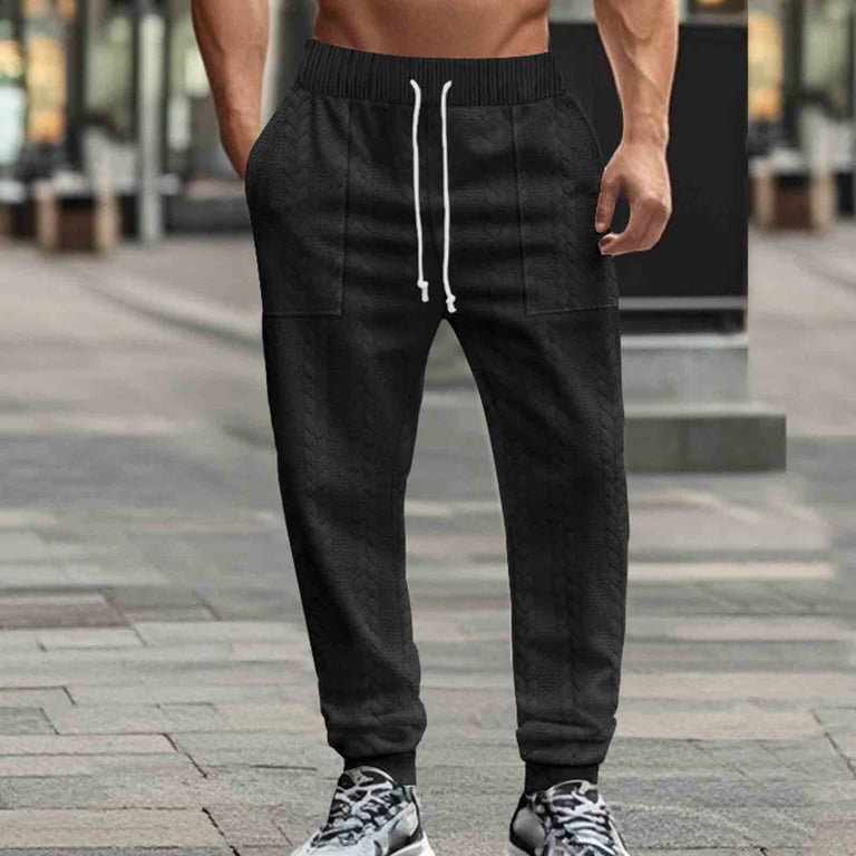 BiZtdJrK Mens Sweatpant Casual Jacquard Knitting Tapered Pants