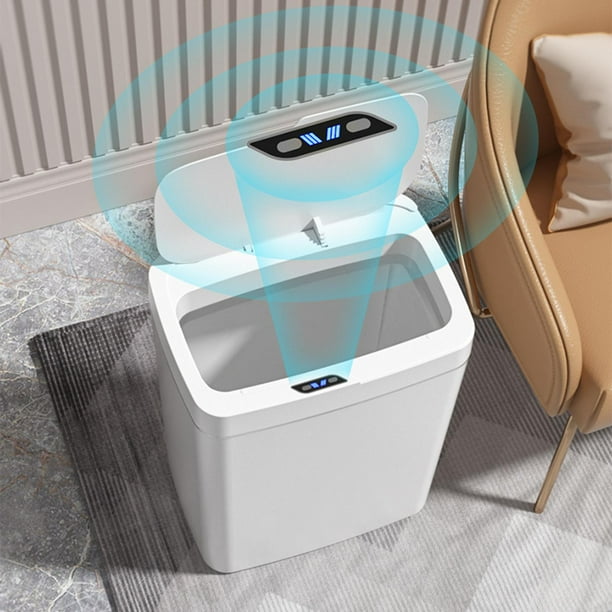 Cubo de Basura , Cubo de Basura Cubo de Basura Cubo de Basura Cubo de Basura eléctrico Cubos de Basura Cubo de Basura sin Contacto para , 18L Blanco BLESIY Bote de basura inteligente