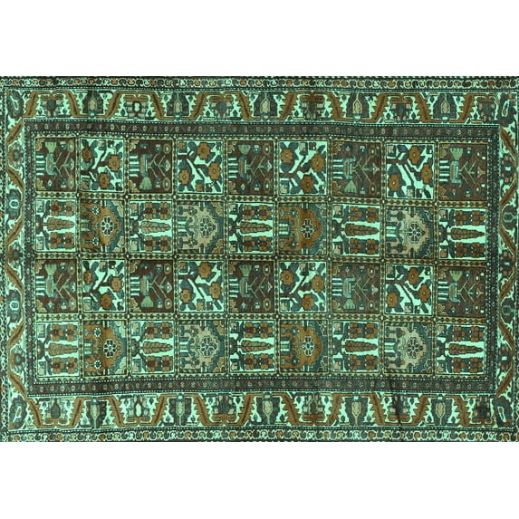 Ahgly Company Indoor Rectangle Persian Turquoise Blue Traditional Area Rugs, 2' x 3'