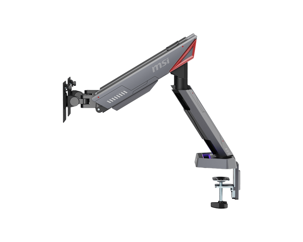MSI MPG MT161DR Premium RGB Dual Monitor Arms, Iron Gray, Supports 17”-38", 35.2 lbs. per flat screen or 28.6 lbs. per curved screen