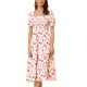 thumbnail image 1 of Vestidos florales INSPIRE CHIC para mujeres con escote cuadrado, vestido midi de verano con volantes y fruncidos en blanco y rosa, 1 of 5