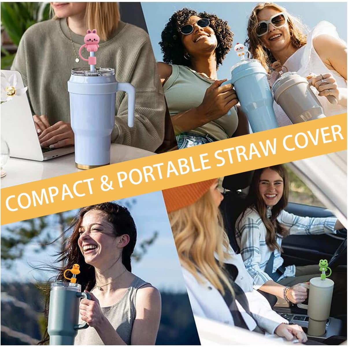 BUKBUVLO 6 Pack Straw Cover Cap for 7-8mm Straws,Reusable Silicone Straw  Topper Compatible with Stanley 30 oz 40 oz Tumbler with Handle, Straw Top