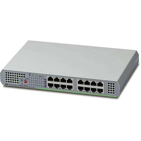 Allied Telesis - AT-GS910/16-10 - Allied Telesis 16-Port 10/100/1000T Unmanaged Switch with Internal PSU - 16 Ports - 2
