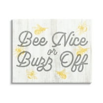 Stupell Industries Bee Nice or Buzz Off Phrase Animals & Insects Painting Gallery Wrapped Canvas Print Wall Art, 40 x 30