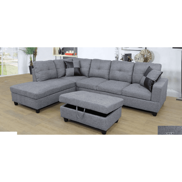 Ult Gray Microfiber Sectional Sofa Left Facing Chaise 74 5 D X 103 W 35 H Com Ult Gray Microfiber Sectional Sofa, Grey Microfiber Sofa And Loveseat
