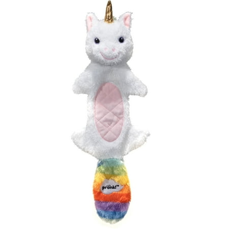 UPC: 0810058051233 | Pronk! Unicorn White Treat Pocket 19.5-Inch Durable Plush Treat Dispensing Dog Toy