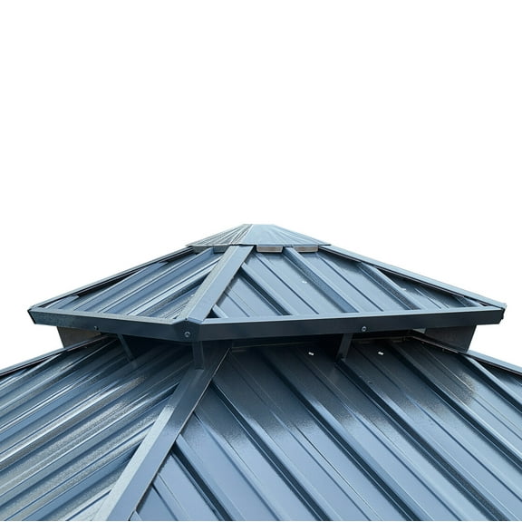 12'x12' Weatherproof Aluminum Frame Gazebo with Double Galvanized Steel Roof & Mesh Ventilation for Family Shade & Outdoor Privacy