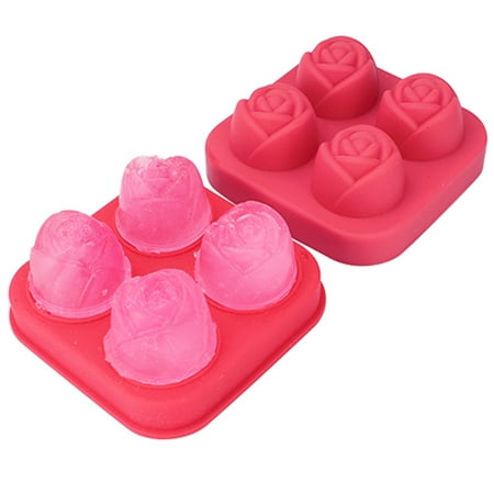 

Freeze Mold- Uarter 4 Grids Rose Shaped Creative Tray Eco-friendly Ice Maker