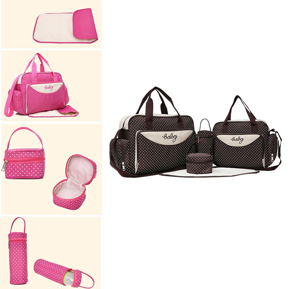 Ounona Multifunctional Tote Diaper Bags with 5-Piece Organizer, Coffee