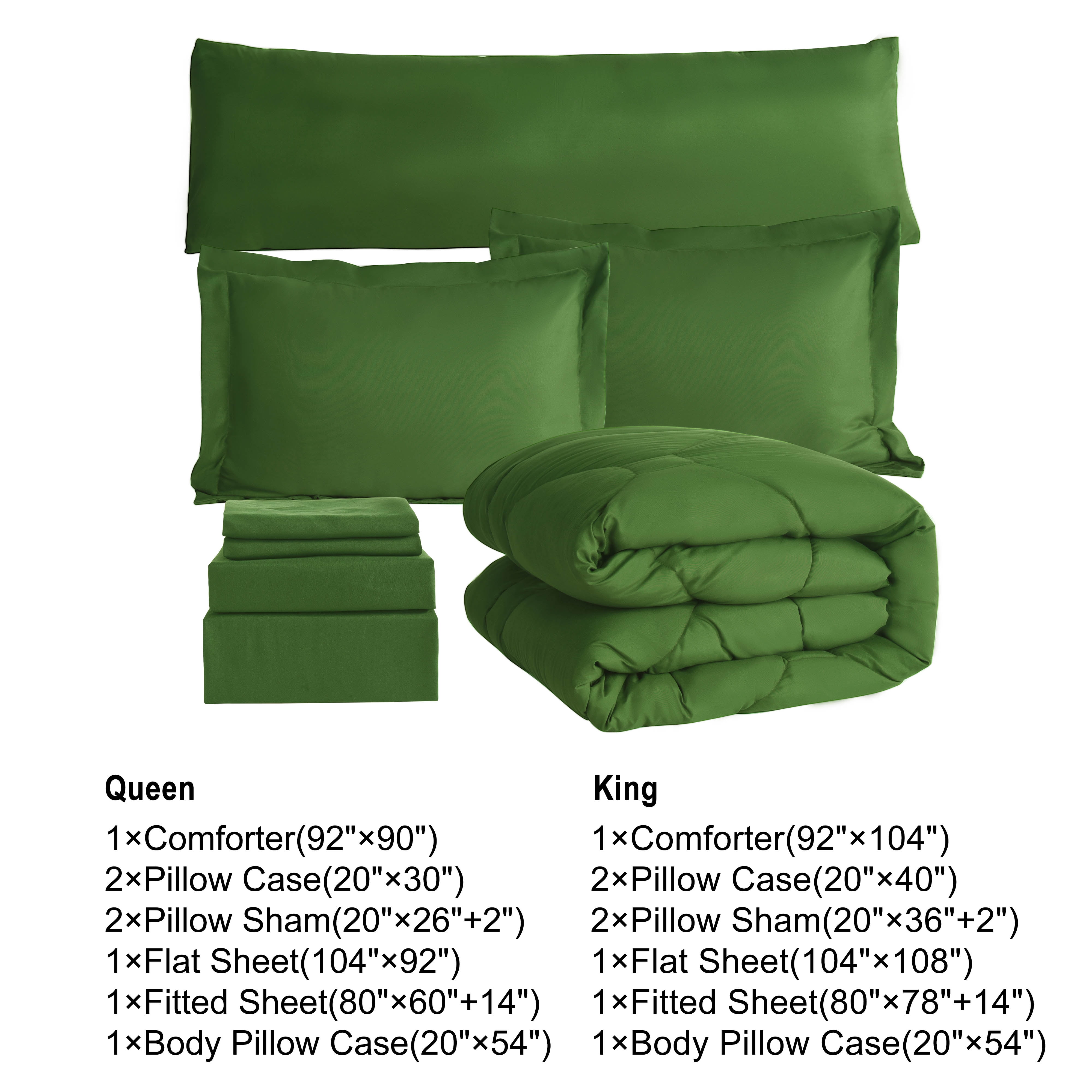 HIG 8 PCS Modern Comforter Set with Sheets All Season Bed in a Bag, Green, King Size