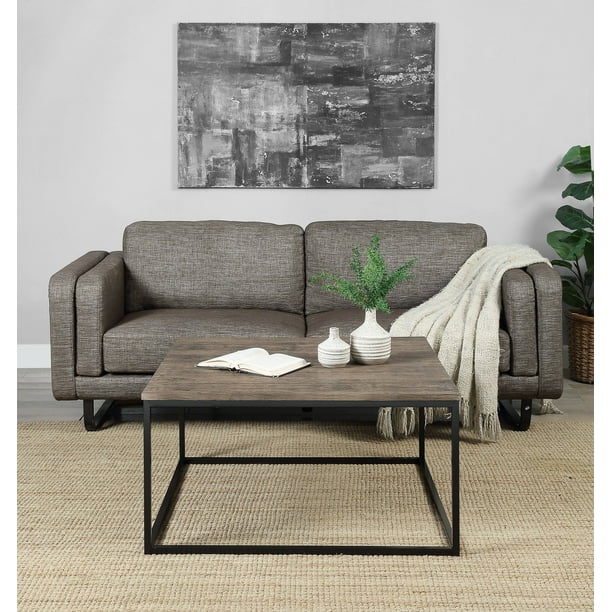Abington Lane Contemporary Square Coffee Table, Distressed Pecan Finish