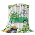 thumbnail image 6 of St. Patrick's Day Blanket Soft Cozy Warm Throw Blanket for Couch, Plush Fuzzy Flannel Fleece Blankets for Sofa, Spring Lucky Shamrocks Green Truck Country Bed Blankets Gifts for Men, 50"x60", 6 of 9