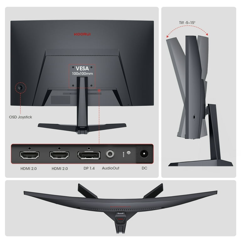 KOORUI 27 inch Curved Gaming Monitor, 180Hz FHD Computer KOORUI 27 inch Curved Gaming Monitor, 180Hz FHD Computer