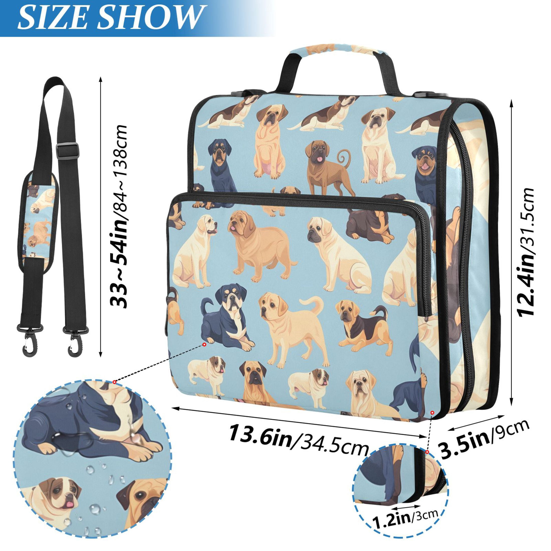 ALAZA Zipper Binder Cartoon Dogs 3 Ring Trapper Keeper File Folder Organizer Bag