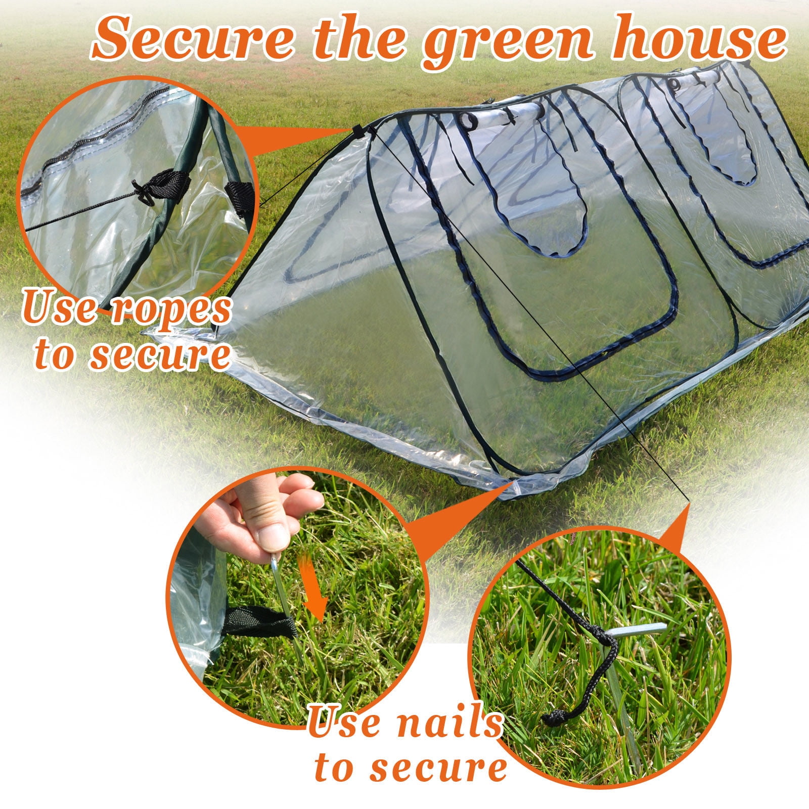 Sunny Outdoor Portable Mini 8'x4'x2.65' Long Triangle Gardening Plant Greenhouse, Transparent