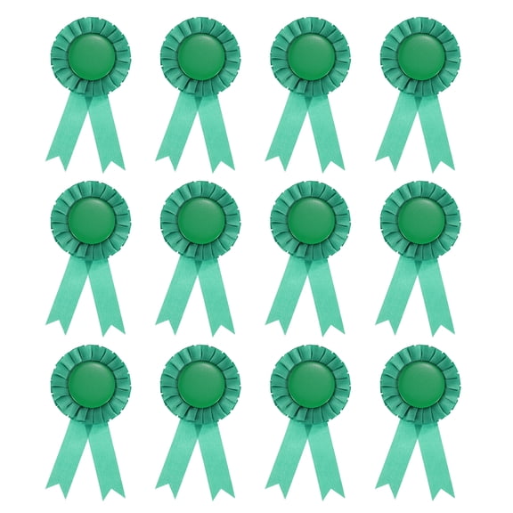 Uxcell Blank Award Ribbon, Rosette Ribbon Honorable Prize Recognition Ribbon, Green, 12Pack