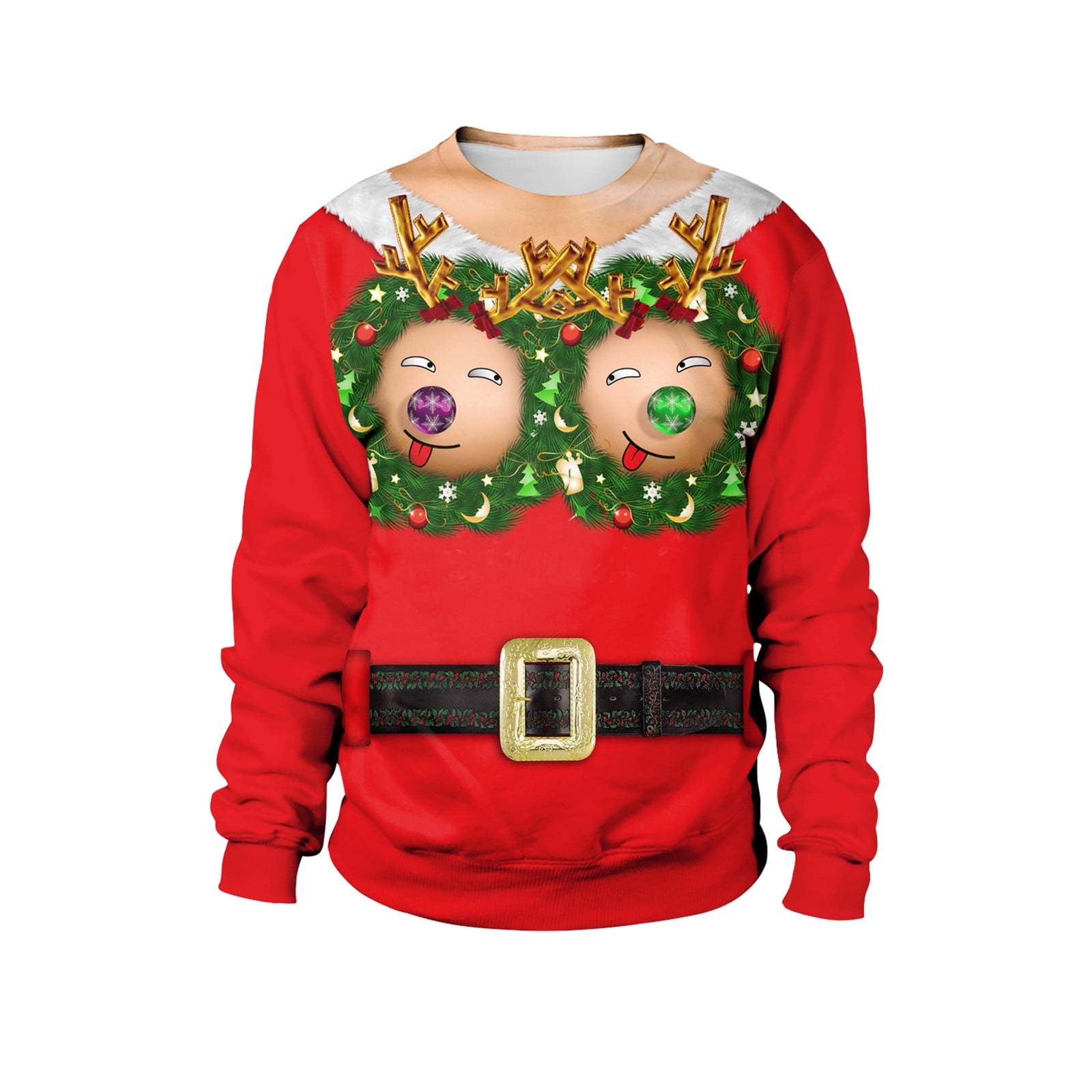 XZNGL Ugly Christmas Sweater Men Christmas Clothing Casual Loose Tops Christmas Day Long Sleeve Round Neck Sweater Long Sleeve for Men Ugly Sweater Christmas Walmart