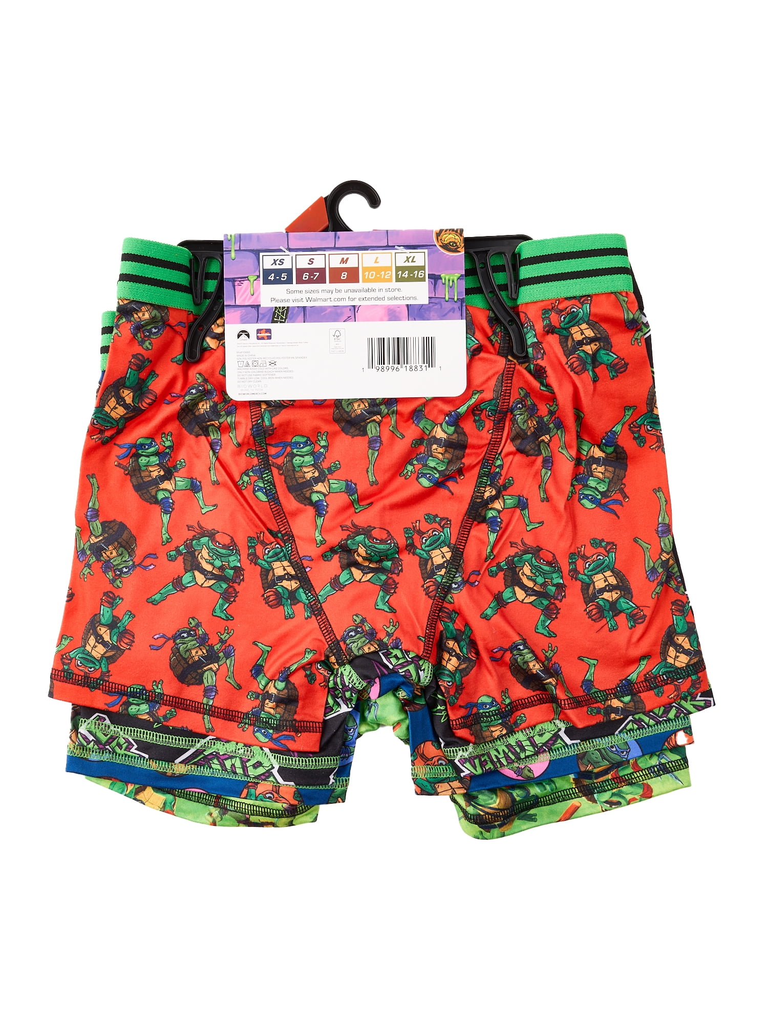 Teenage Mutant Ninja Turtles Boys Boxer Brief Underwear, 4-Pack, Sizes XS-XL