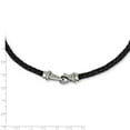 thumbnail image 2 of Stainless Steel Fancy Lobster Closure Polished Woven Black Leather Necklace 19.5 Inch 5mm Wide Pendant Necklace for Wome, 2 of 2