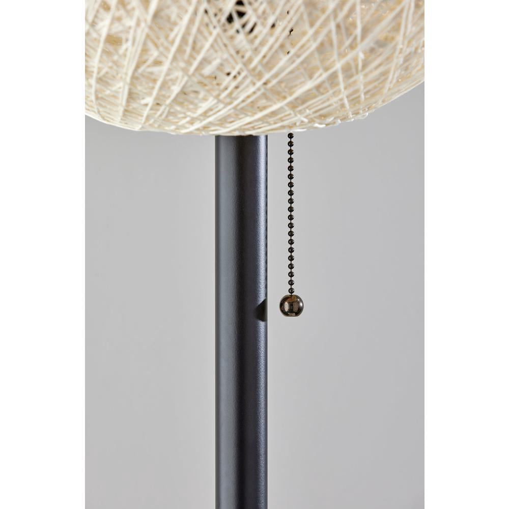 Adesso Havana 68" Dark Bronze Floor Lamp with Off-White Paper Rattan Globe Shade