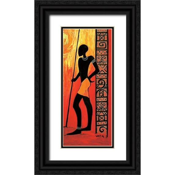 Veda 10x18 Black Ornate Wood Framed with Double Matting Museum Art Print Titled - Waiting Man