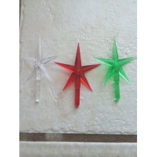 Ceramic Christmas tree plastic medium stars red, green & clear 1-3/4