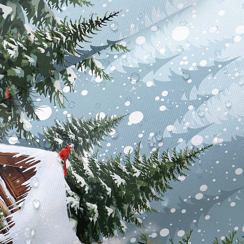 Winter Snowy Forest Shower Curtain 70X70 inch Pine Tree Cardinal Deer Snowflake Shower Curatin Xmas Snowy Scenery Christmas Holiday Bathroom Bath Rustic Farmhouse Decor Polyester Fabric with Hooks