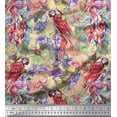thumbnail image 1 of Soimoi Orange Poly Georgette Fabric Floral,Insect & Parrot Bird Decor Fabric Printed BTY 42 Inch Wide, 1 of 3