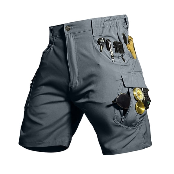 Men's Cargo Shorts Quick Dry Tactical Shorts with Multi Pockets for Outdoor Work Hiking Fishing Gray S