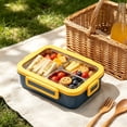 thumbnail image 4 of Bento Box Lunch Box 3 Compartment Snack Containers Reusable Meal Prep Container With Tableware for Home Travel Work Picnic Teenager Microwave Dishwasher Safe, 4 of 6