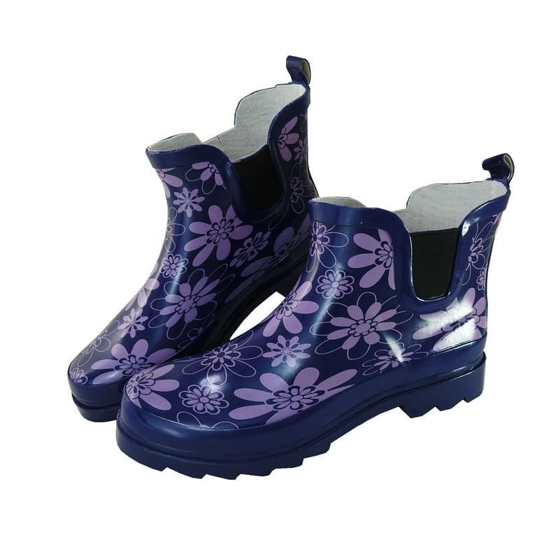 StarBay Women s Waterpoof Garden Ankle Rubber Rain Boots R603 Dark