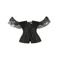 thumbnail image 3 of Women's Off Shoulder Corset Lace Patchwork Sexy Bustier Top Tie-up Slim Fit Bustier, 3 of 6