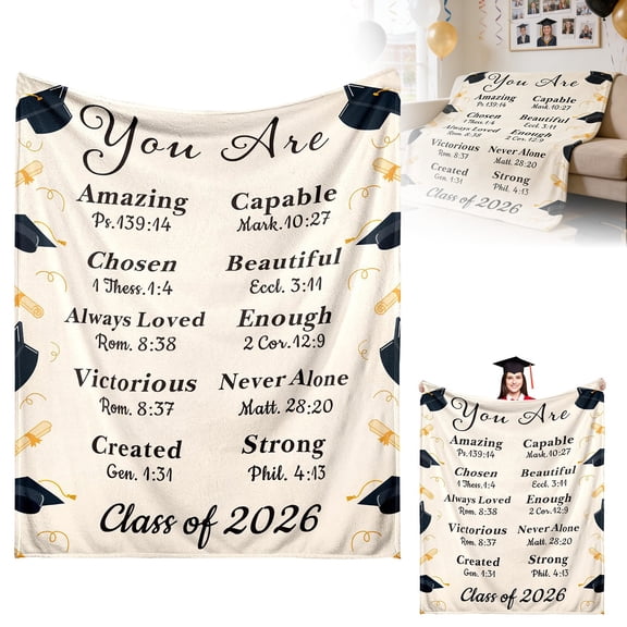 YYYMEIII 2026 Graduation Graduation Throw Blankets Class Of 2026 Senior Year 2026 Graduattion Decor for High School Senior Night Soft Flannel Blanket XS
