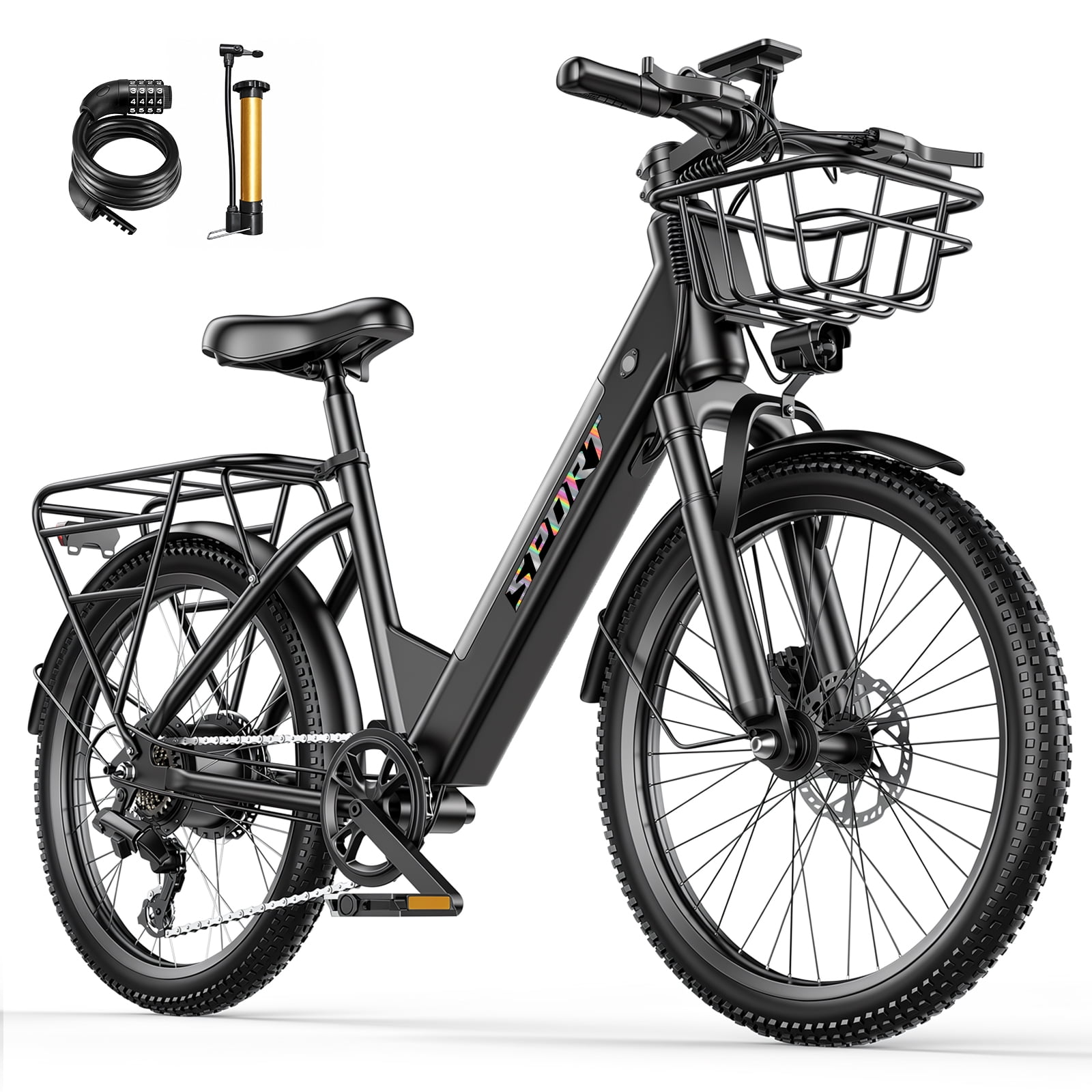 ASKGO F29-1800W Peak 750W Rated Electric Bike with Rear Seat , 48V 15A Built-in battery ,25MPH Off-Road Ebike, 26" E- Mountain /Beach Bike,Commute Electric Bicycle，All-Terrain Unisex ebikes，UL2849