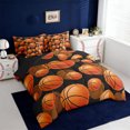 thumbnail image 2 of Erosebridal Basketball Print Kids 7 Pieces Bedding Comforter Set,Sport Theme Full Bedding Set For Ball Lover,Reversible black, 2 of 7