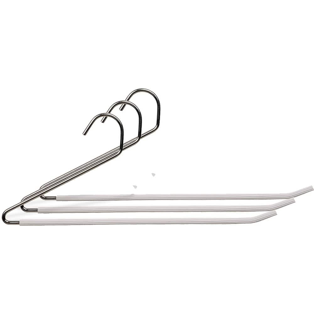 The Great American Hanger Company Open Ended Metal Bottom Hanger with White Non-Slip Coating, Space Saving Sturdy Metal Pants Hanger with Chrome Hook