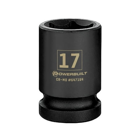 UPC: 0028907367439 | Powerbuilt 1/2 Inch Drive x 17 MM 6 Point Impact Socket – 647164