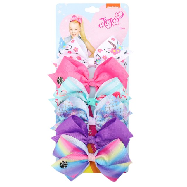 ncmama 6 piezas / juego 5quot; JOJO lazos para el cabello para niñas, pinzas para el cabello, pasadores para el cabello para niños, accesorios para el cabello de fiesta a la moda Dengxun unisex